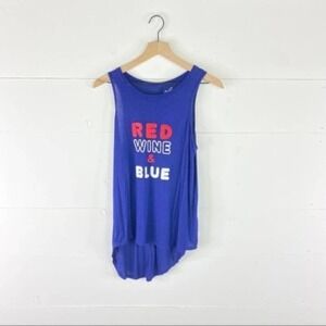 Francesca's Alya blue tank red wine and blue Hi/Low Tank S